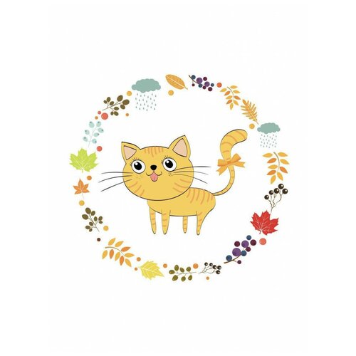 Термонаклейка на одежду Котик 2, Оранжевый Слоник