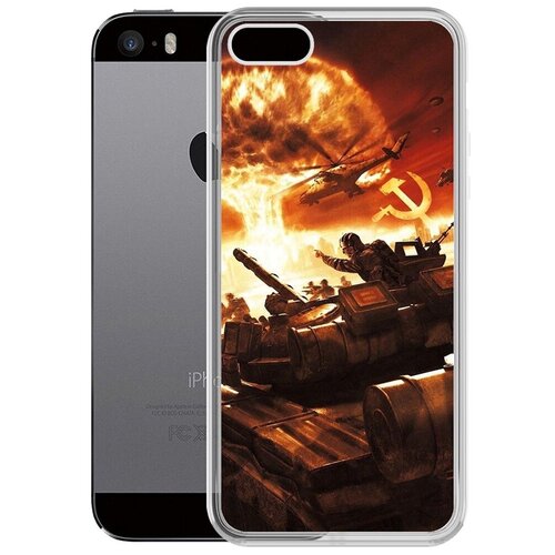 Чехол-накладка Krutoff Clear Case Красная Угроза для iPhone 5/5s