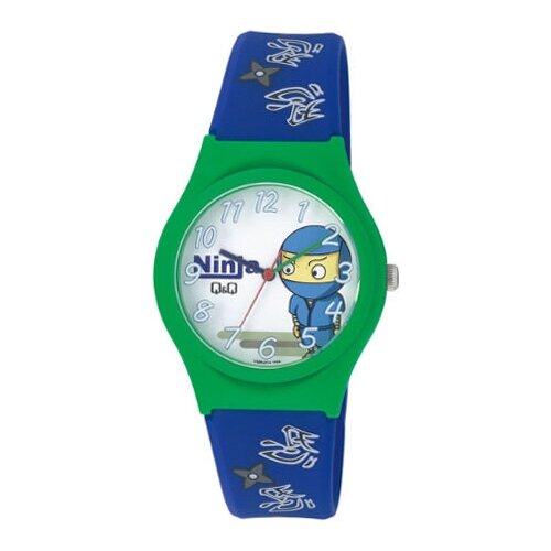 Наручные часы Q&Q, кварцевые, корпус пластик, ремешок пластик, зеленый, синий