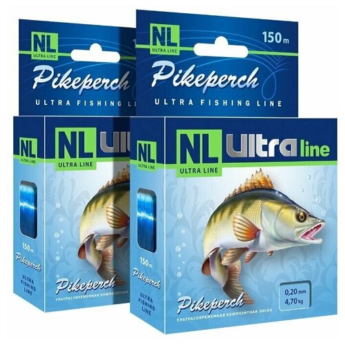 фото Леска aqua nl ultra pikeperch (судак) 150m 0,20mm, цвет - светло-голубой, test - 4,70kg (набор 2 шт)