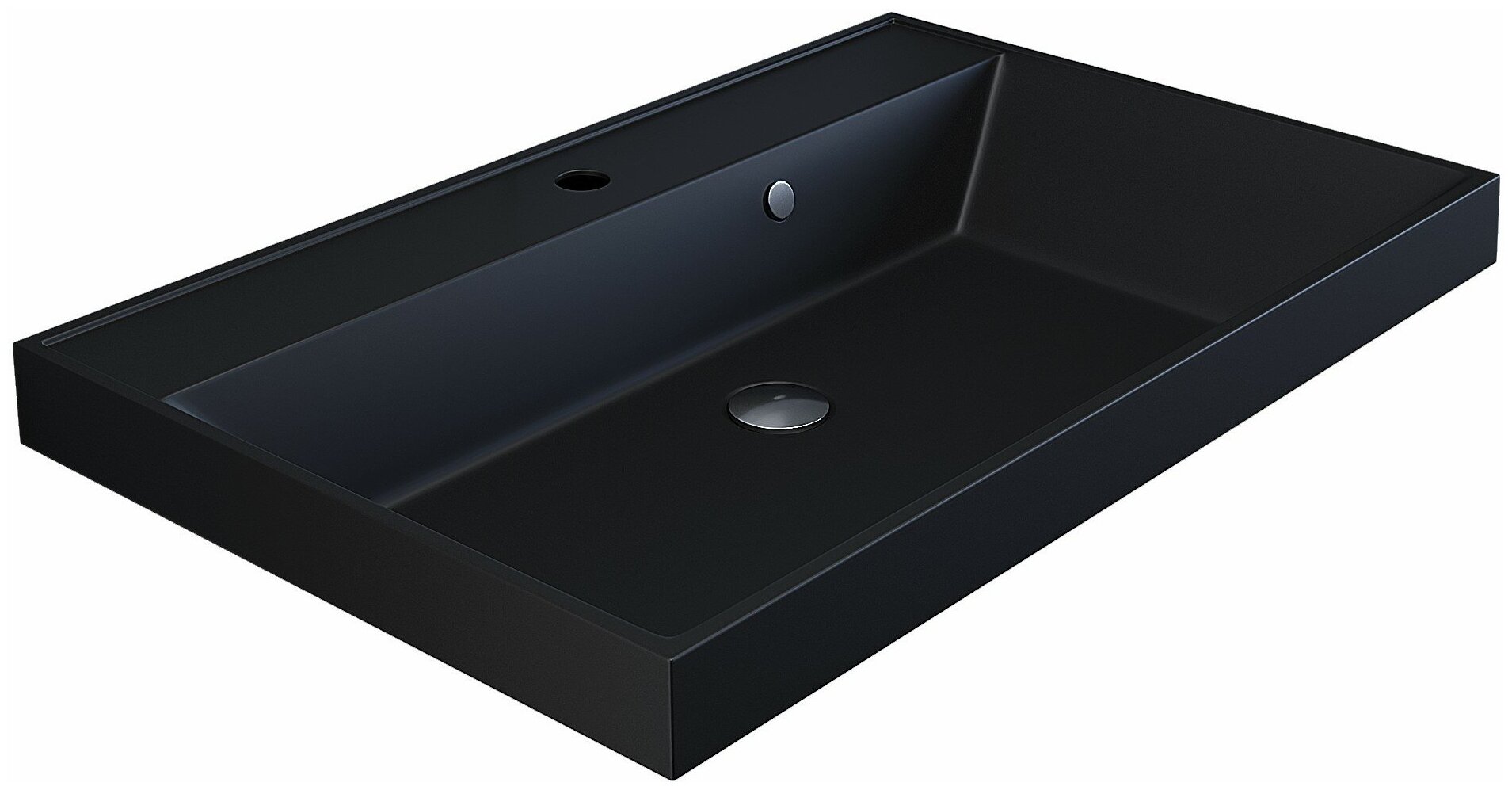 Раковина кварцевая для ванной комнаты Uperwood Classic Quartz 70 см, черная матовая, уголь