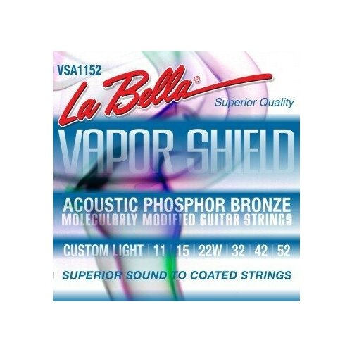 La Bella Vapor Shield Acoustic Custom Light VSA1152 (11-52) струны для акустической гитары струны la bella vse942 vapor shield 9 42 для электрогитары