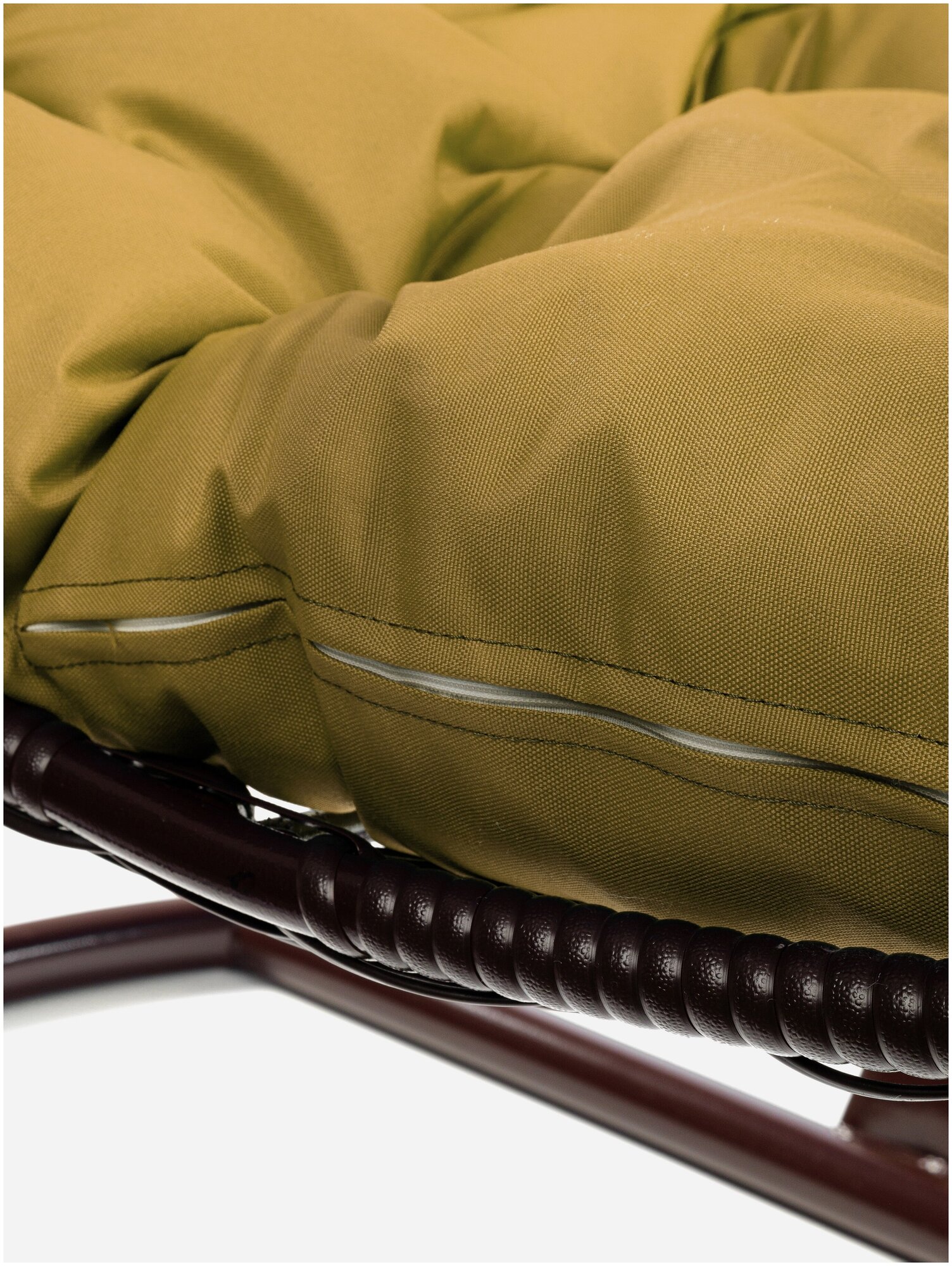 Подвесное кресло m-group XL с ротангом коричневое, бежевая подушка - фотография № 10