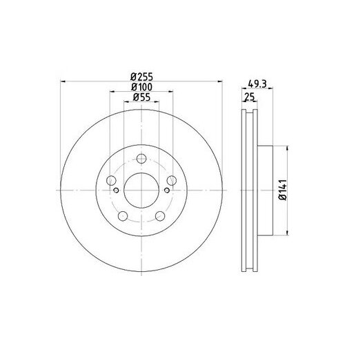 8DD355116981 HELLA Диск тормозной передний вентилируемый