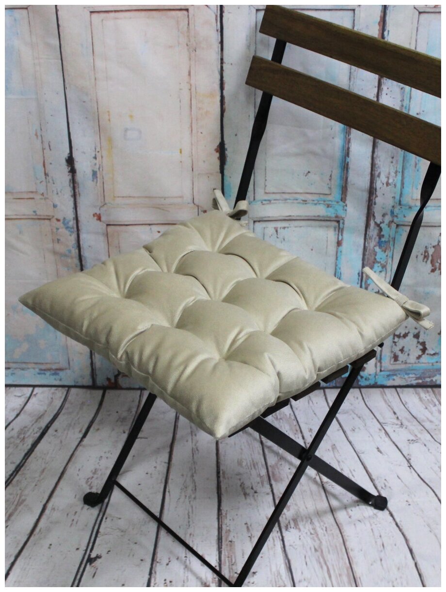 Подушка декоративная на стул для сидения с завязками матех ARIA кофейный, 42х42 см (дом, дача), ткань велюр