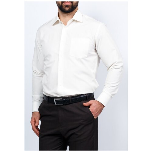 фото Рубашка мужская длинный рукав greg 513/399/1021, прямой силуэт / сlassic fit, цвет бежевый, рост 174-184, размер ворота 44