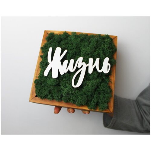 Живая эко-картина для интерьера 20х20см с надписью 