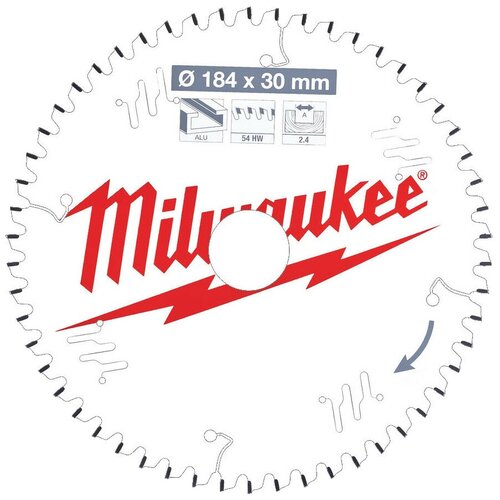 Milwaukee Пильный диск для циркулярной пилы по алюминию184x30x2,4x54 4932471299