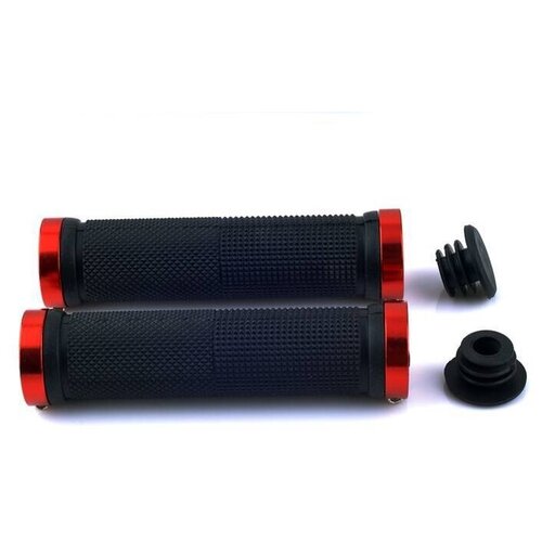 Грипсы велосипедные Ручка руля велосипеда с алюминиевыми цветными наконечниками 130 мм красные 310₽
