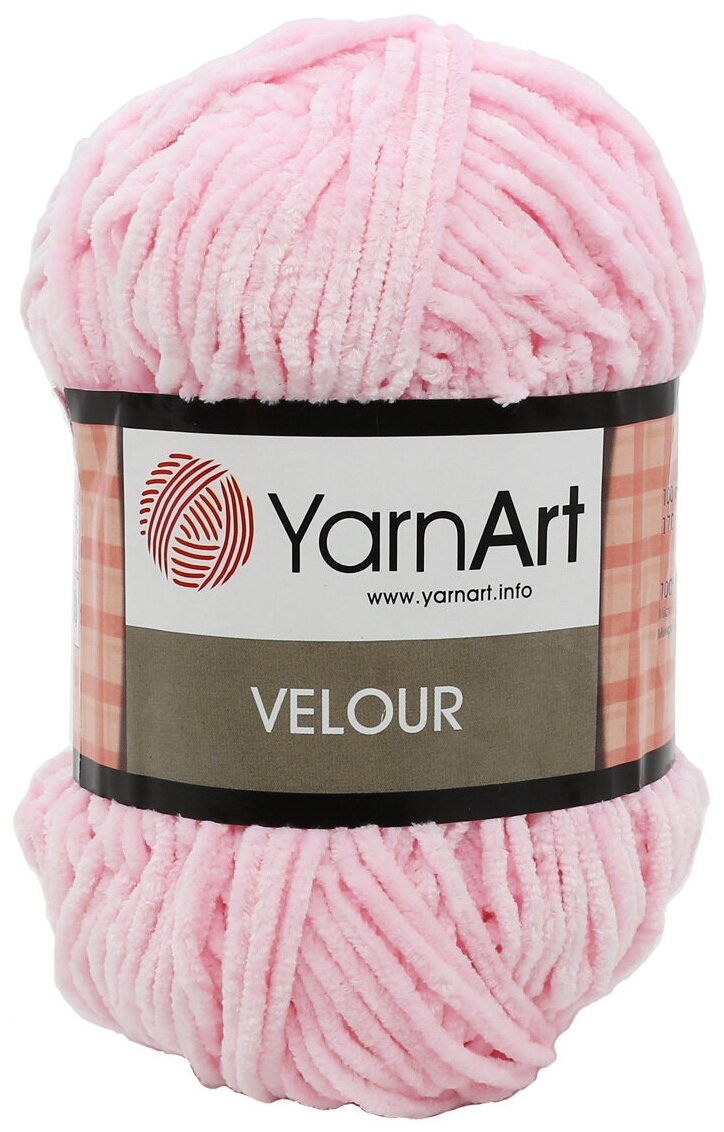 Пряжа для вязания YarnArt 'Velour' 100г, 170м (100% микрополиэстер) (854 св-розовый), 5 мотков