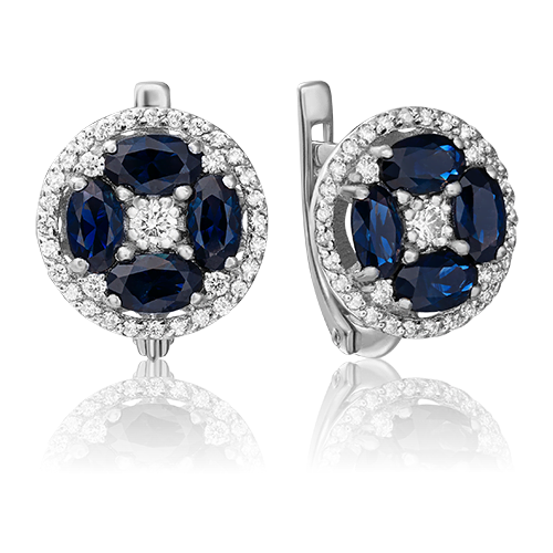 PLATINA jewelry Серьги из белого золота с сапфиром и бриллиантом 02-0912-00-105-1120-30