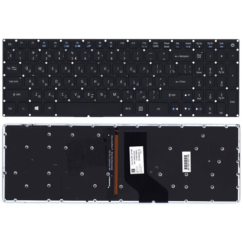 Клавиатура для ноутбука Acer Aspire VN7-593G черная с подсветкой шлейф для матрицы acer vn7 593g p n 50 q23n1 006 450 0b201 0001