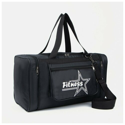 фото Сумка спортивная, отдел на молнии, 3 наружных кармана, длинный ремень, цвет чёрный amen