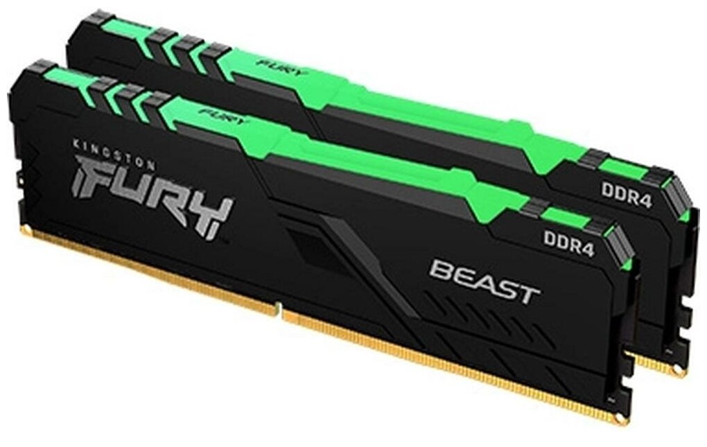 Оперативная память Kingston 64GB 2666MHz DDR4 CL16 DIMM Kit of 2 FURY Beast RGB