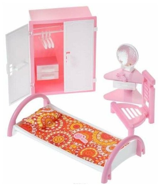 Набор мебели "Спальня" КР розовый/белый