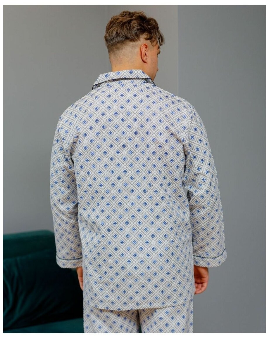 Пижама NUAGE.MOSCOW, рубашка, брюки, пояс на резинке, карманы, размер 46, мультиколор - фотография № 16