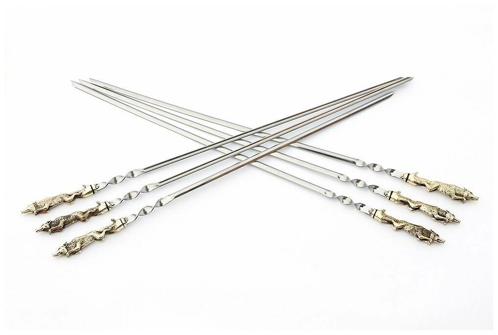 Набор шампуров без чехла - Лисы (цельное литье) — фото 1