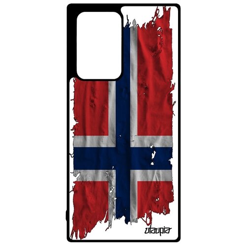 фото Противоударный чехол на телефон // galaxy note 20 ultra // "флаг норвегии на ткани" государственный патриот, utaupia, белый