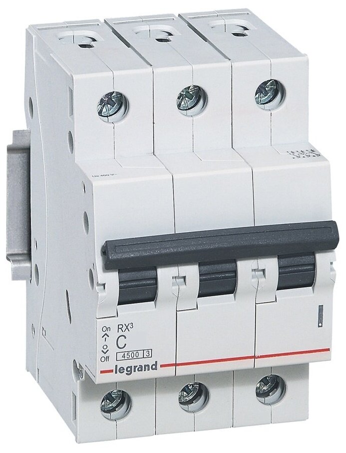 Автоматический выключатель Legrand RX3, 3 полюса, 63A, тип C, 4,5kA