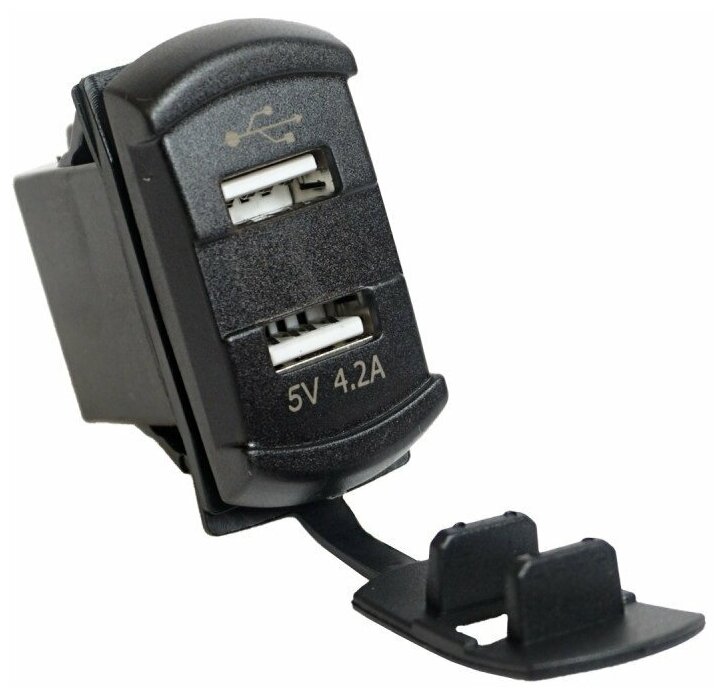 Разъем Usb в авто врезные 12V-24V 2USB SKU-9008+ Вольтметр (Квадратный) 4.2A