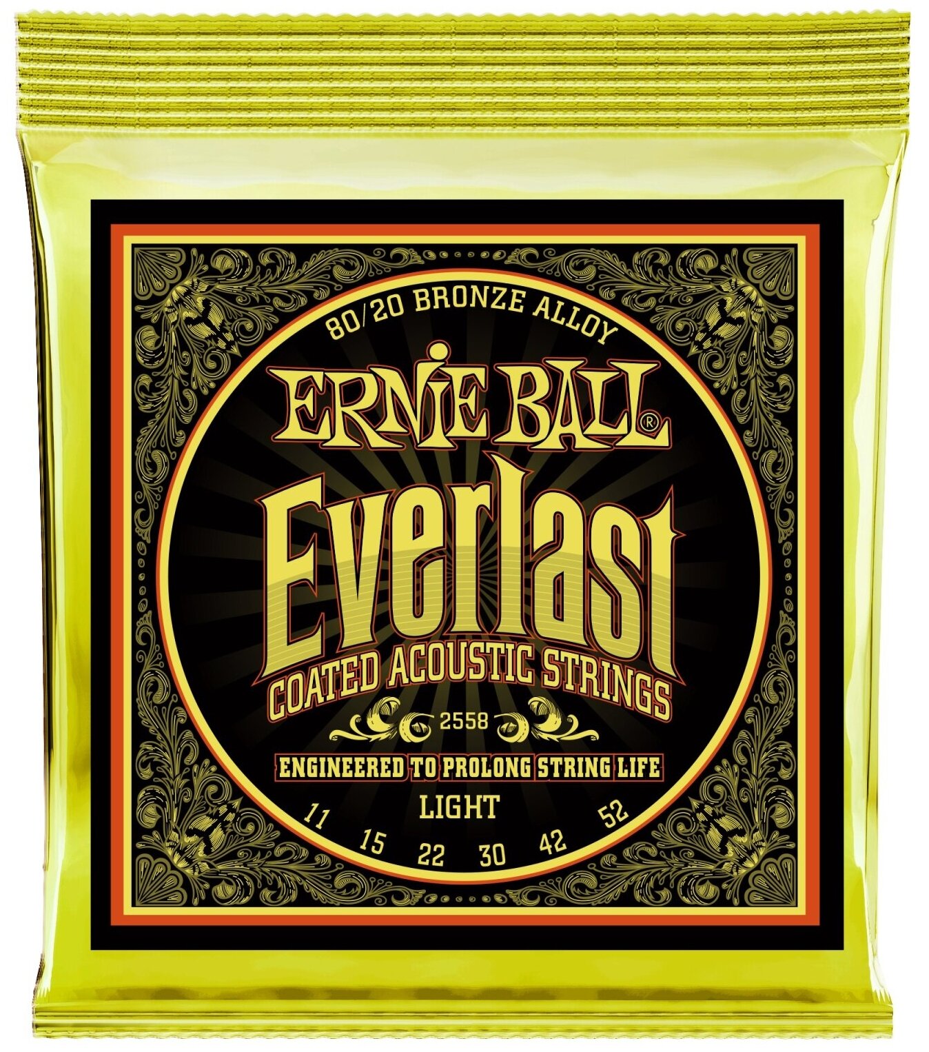 ERNIE BALL 2558 Everlast Coated 80/20 Bronze Light 11-52 Струны для акустической гитары
