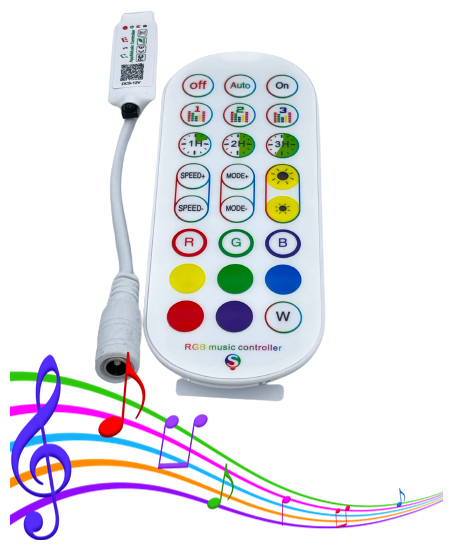 Аудиоконтроллер цветомузыкальный RGB-5А с пультом + управление с телефона