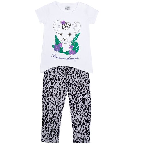 Лосины и футболка детские Amarobaby KIDS, Leopard, серый, 122