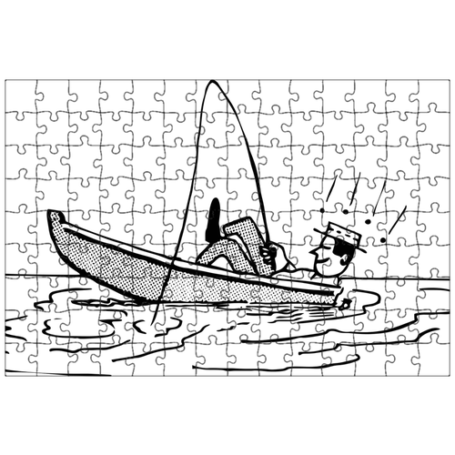 фото Магнитный пазл 27x18см."лодка, мальчик, рыбак" на холодильник lotsprints