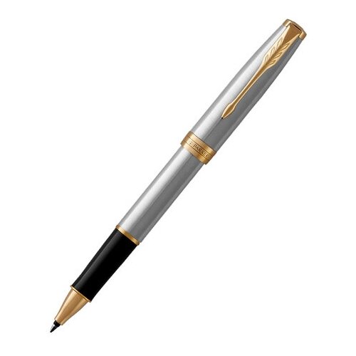 ручка роллер parker sonnet core stainless steel ct корпус серебристый палладиевые детали черная Parker sonnet core - stainless steel gt, ручка-роллер, m, bl