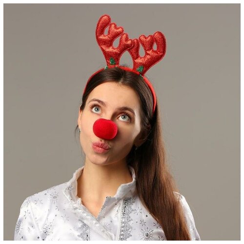 фото Карнавальный набор «новогодний олень», ободок, нос страна карнавалия