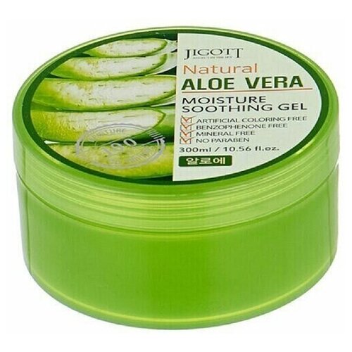 JIGOTT Универсальный гель для лица и тела увлажняющий с экстрактом ALOE VERA Moisture Soothing Gel, 300 мл