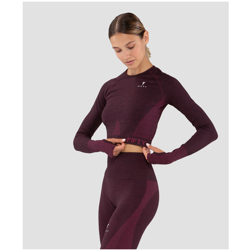 фото Женская футболка с длинным рукавом emphatic bordo fa-wl-0203-brd, бордовый, р.l fifty