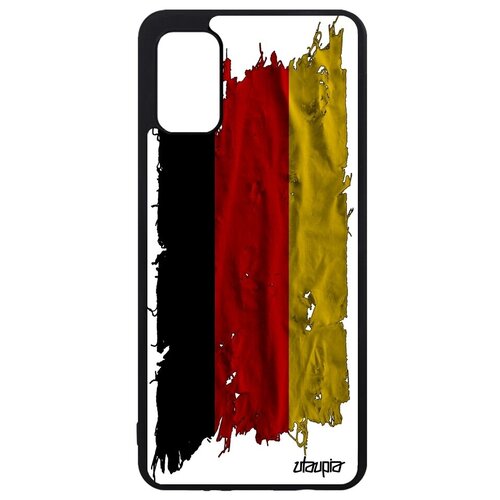 фото Дизайнерский чехол на // galaxy a41 // "флаг германии на ткани" дизайн страна, utaupia, белый