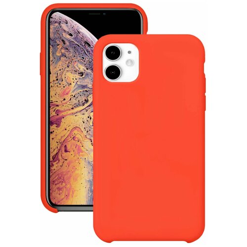 фото Силиконовый чехол на apple iphone 11 / матовый чехол для телефона эпл айфон 11 с бархатистым покрытием внутри (оранжевый) pastila