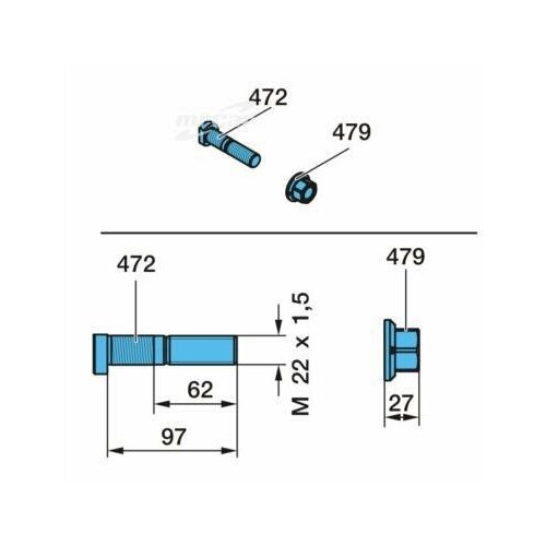 BPW 0980633680 Шпилька колесная болт bpw tsb3709 направляющей суппорта m16x1 5х100мм sampa 102 572