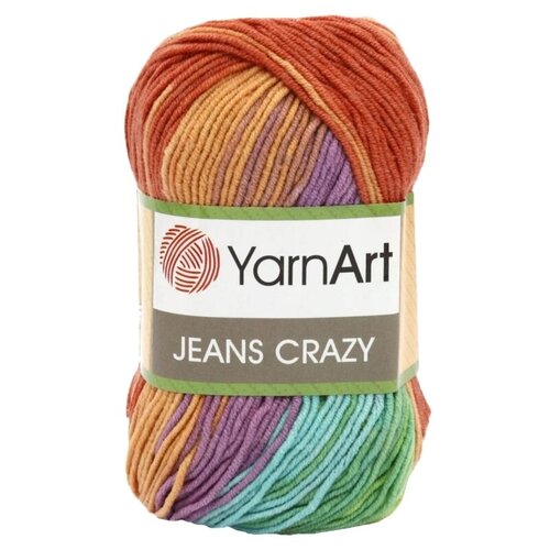 Купить Пряжа YarnArt Jeans Crazy, 55 % хлопок, 45 % акрил, 50 г, 160 м, 7201, желтый/оранжевый/черный/серый/зеленый