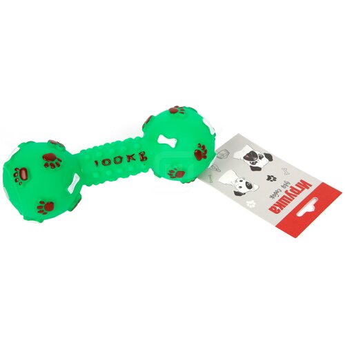 Игрушка для собак Гантель с лапками и косточками, 14,5 см