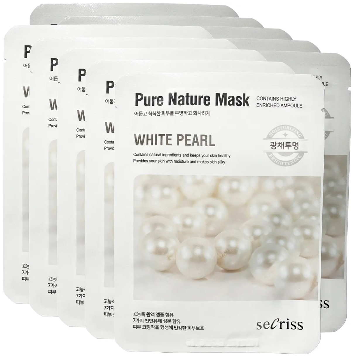 Маска для лица тканевая осветляющая Anskin Secriss Pure Nature Mask Pack White pearl 25 мл *10 шт