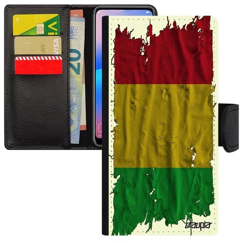 фото Противоударный чехол книжка на мобильный // samsung galaxy a40 // "флаг мали на ткани" патриот стиль, utaupia, белый