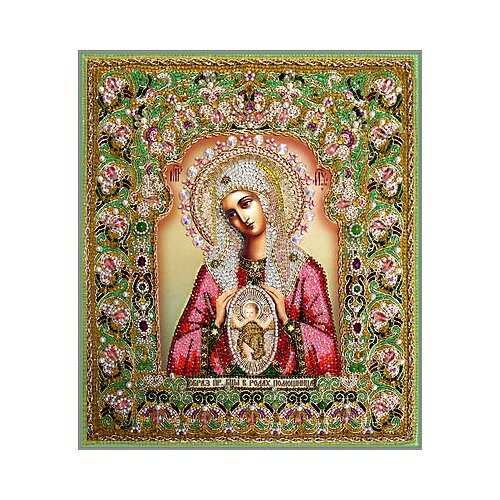 фото Набор для вышивания хрустальными бусинами образа в каменьях арт. 7737 богородица помощница в родах (храмовая икона) 36х42,5 см