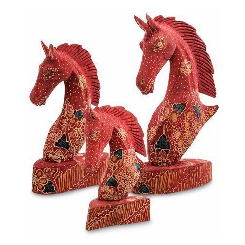 фото Фигурка лошадь набор из трех 25,20,15 см (батик, о. ява) 10-014 113-402380 decor & gift