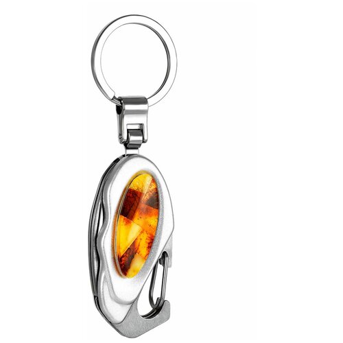 фото Amberholl брелок-карабин с перочинным ножом, украшенный мозаикой из янтаря