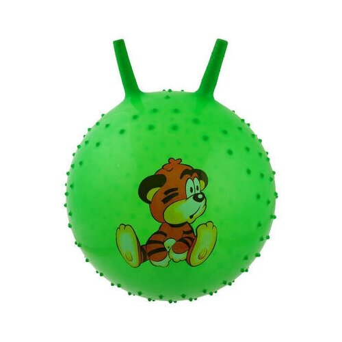 мяч прыгун энчантималс 45 см с рожками цвет зелёный играем вместе sj 18 ehms  gn Мяч прыгун с рожками Счастливые улыбки, массажный, d=45 см, 350 г, микс 439368 .