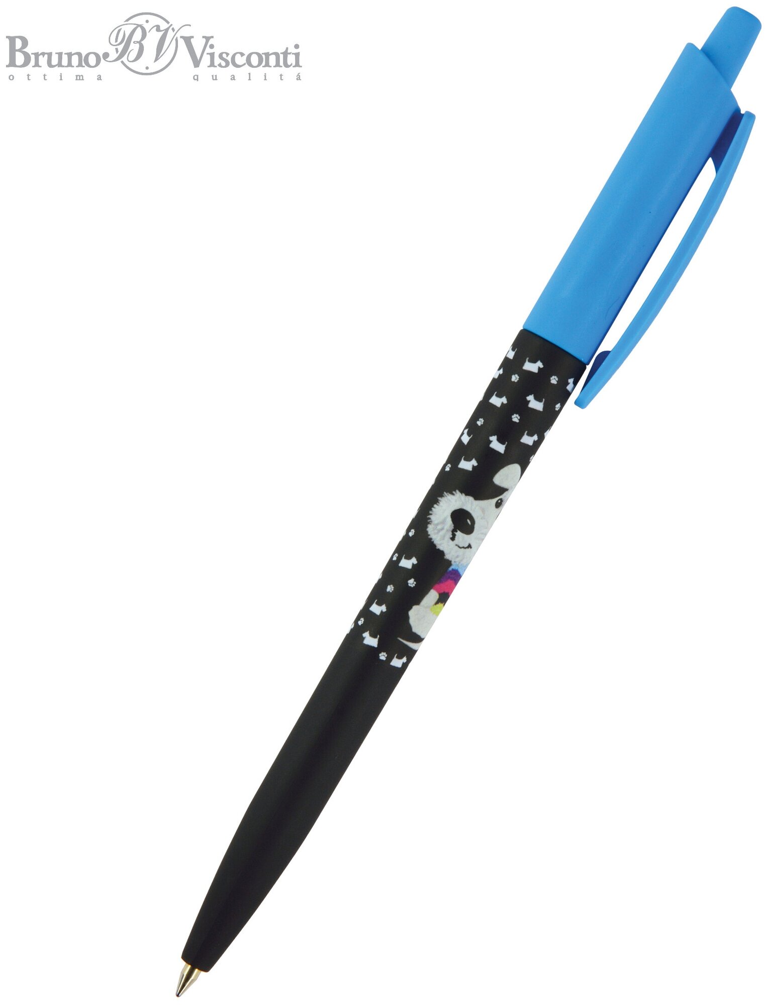 Ручкa BrunoVisconti, шариковая автоматическая, 0.5 мм, синяя, HappyClick «щеночек», Арт. 20-0241/13