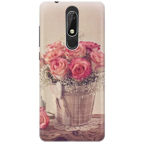 фото Re:pa накладка transparent для nokia 5.1 с принтом "винтажные розы"