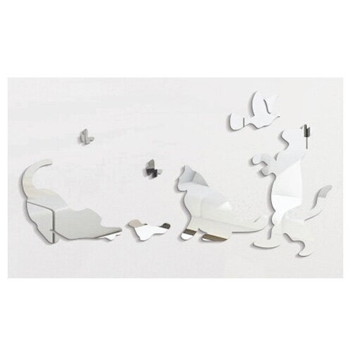 Зеркальная наклейка Кошки играют