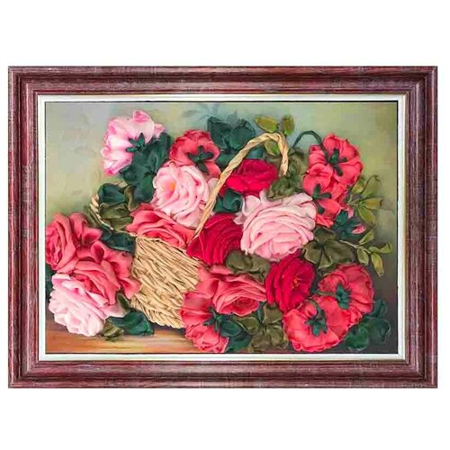 фото Набор для вышивания каролинка №02 лентами корзина с розами 3027 25 х 325 см 1 шт.