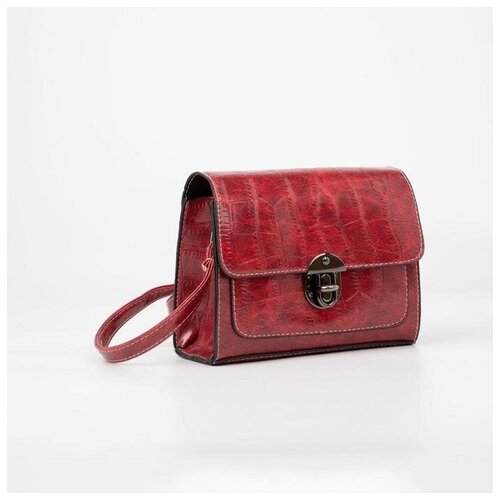 фото Сумка-мессенджер, отдел на клапане, наружный карман, длинный ремень, цвет красный mikimarket
