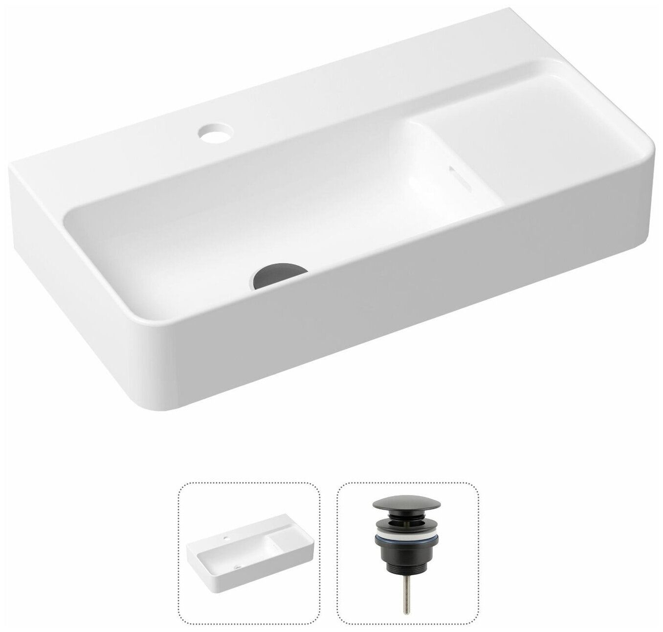 Комплект 2 в 1 Lavinia Boho Bathroom Sink 21520881: накладная фарфоровая раковина 60 см, донный клапан