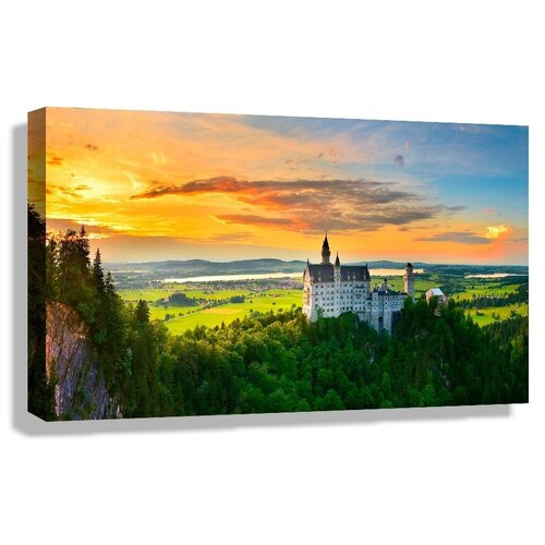 фото Картина 50x30 см на холсте замок нойшванштайн на закате, германия drabs
